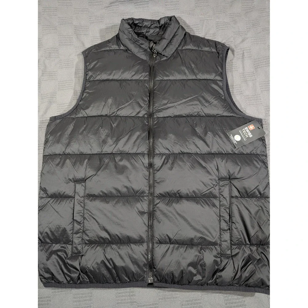Swiss Tech Mens Black Puffer Vest Water Repellent PeakBlast XL 46-48 NWT